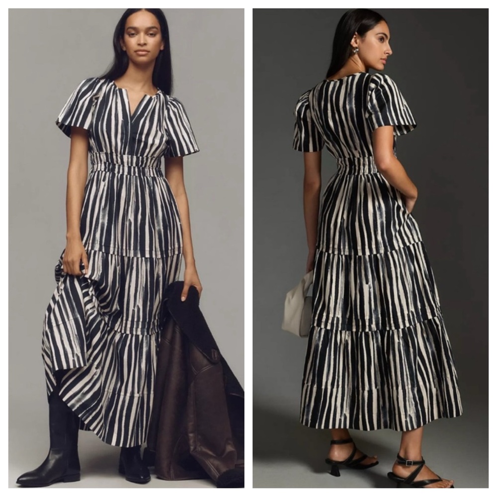 Anthropologie Somerset Maxi Dress Carbon Stripe Large - Picture 11 of 11